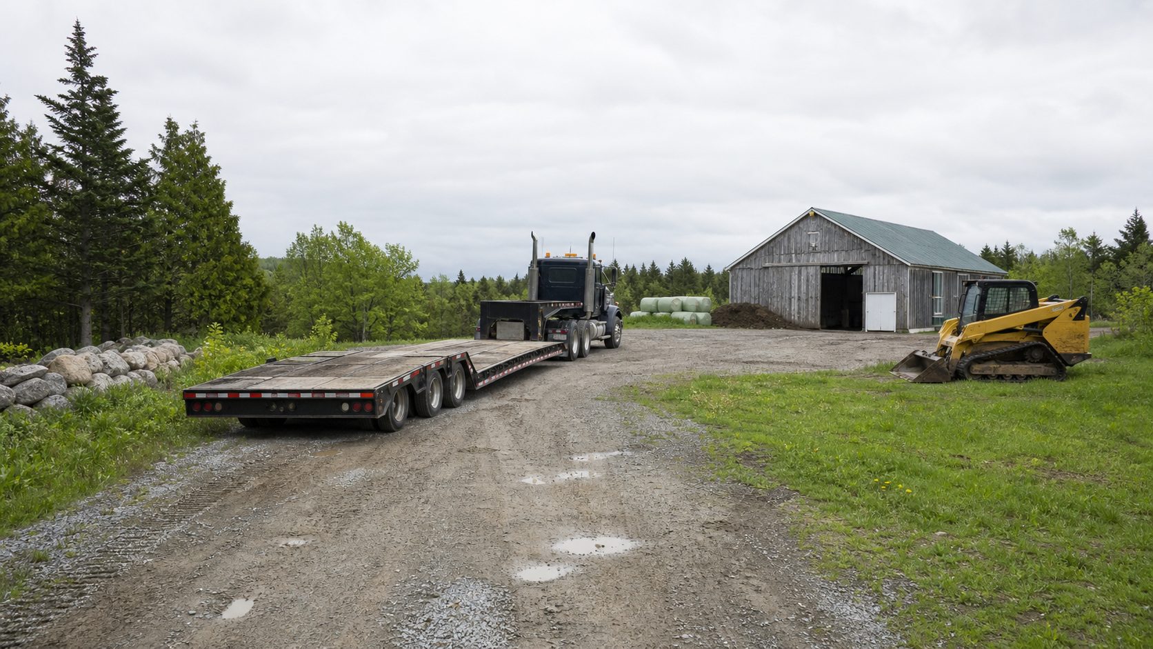 Implements and attachments should be listed for equipment hauling transport planning.